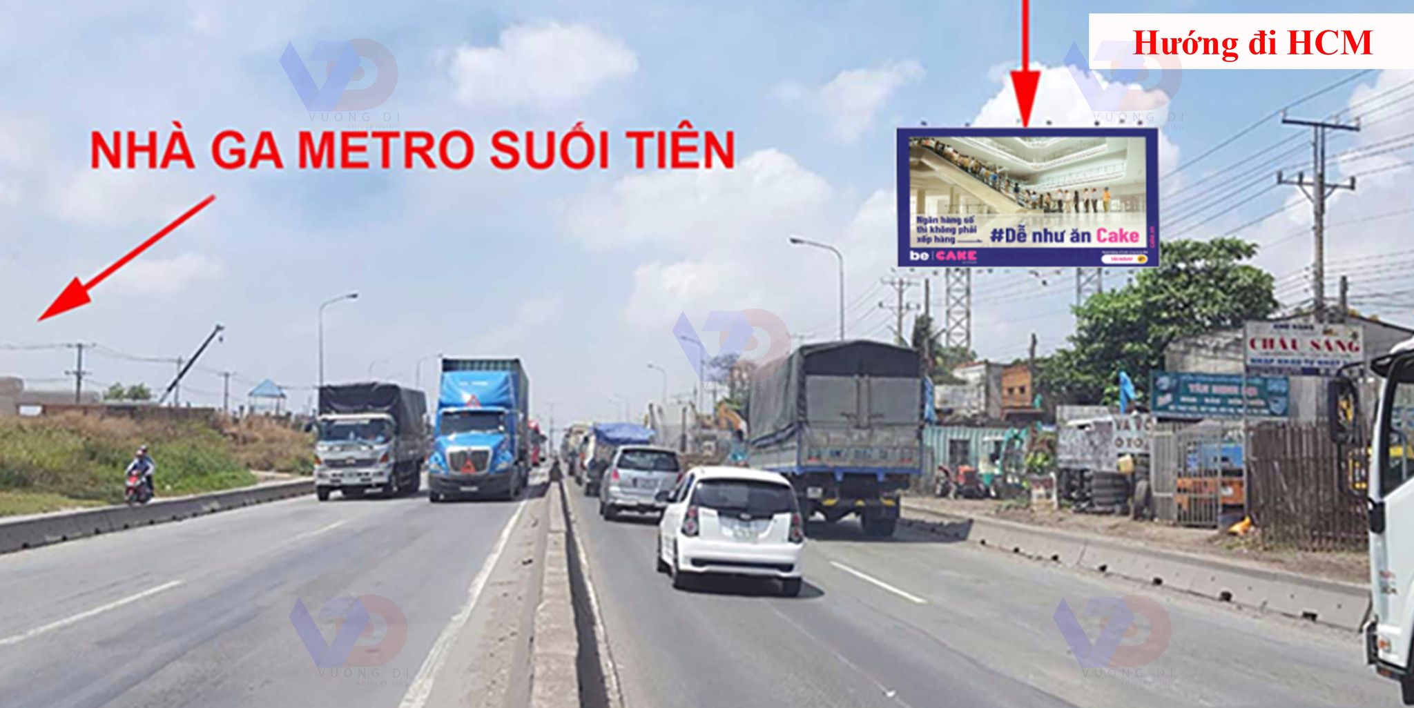 Bảng quảng cáo ga Metro bến xe Suối Tiên, XLHN, Dĩ An, Bình Dương