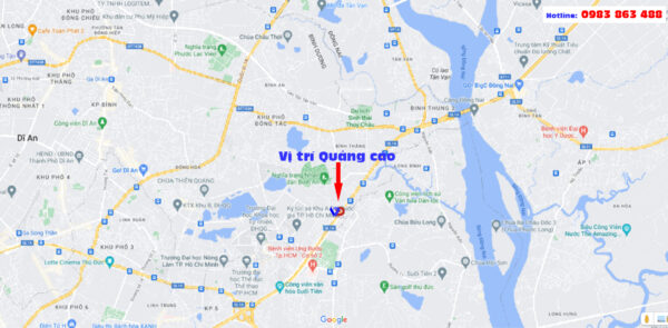 Bảng quảng cáo ga Metro bén xe Suối Tiên, XLHN, Dĩ An, Bình Dương - Map
