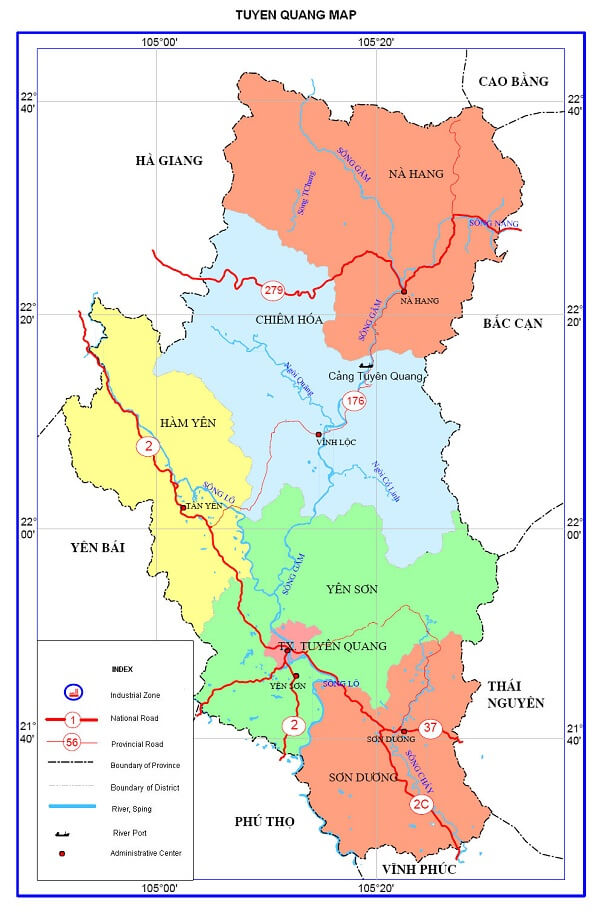 Vị trí địa lý của tỉnh Tuyên Quang mang đến nhiều lợi thế phát triển kinh tế bản-đồ-hành-chính-tỉnh-tuyên-quang